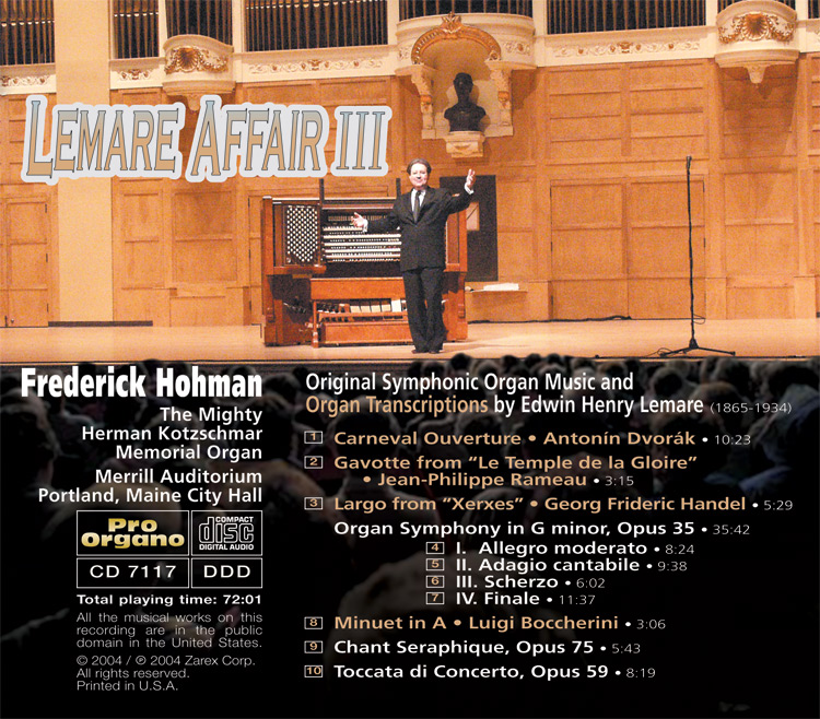 Lemare Affair III (Audio CD) Frederick Hohman - Image 2
