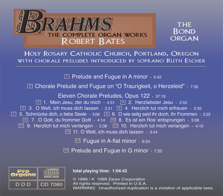 Brahms: The Complete Organ Works <br>(Audio CD) <br>Robert Bates - Image 2