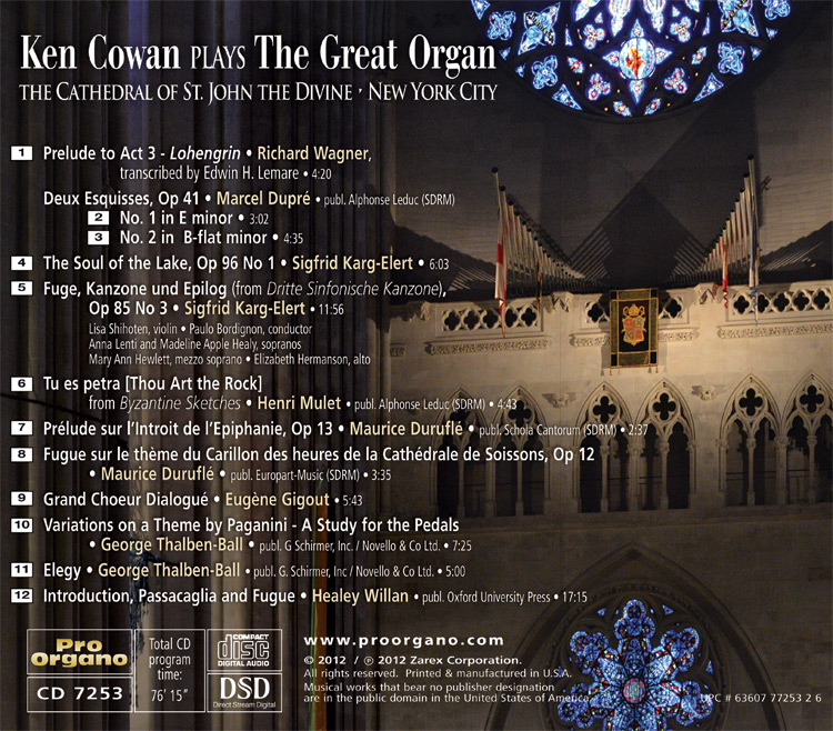 Ken Cowan plays The Great Organ <br>(Audio CD) <br>Ken Cowan - Image 2