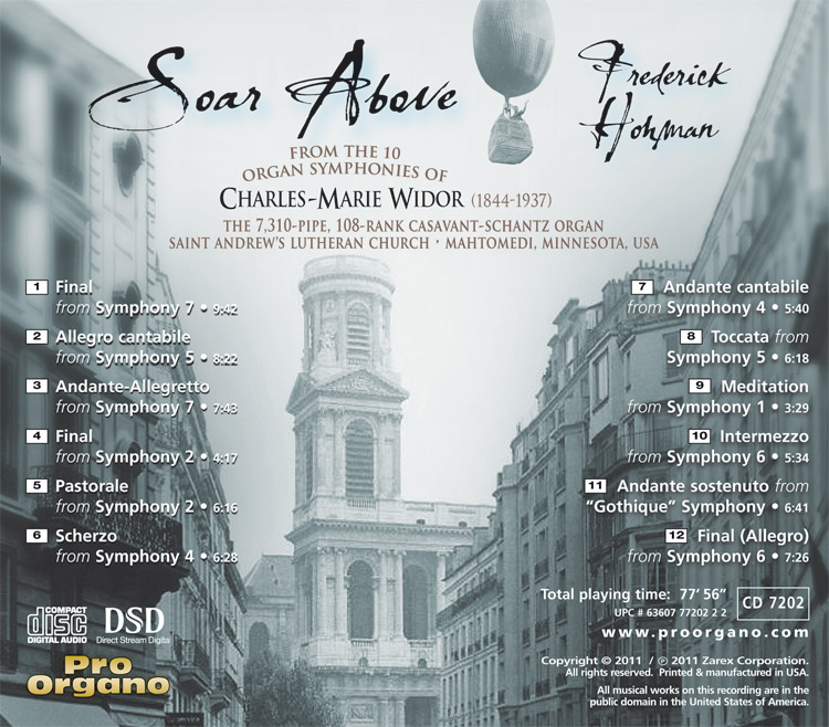 Soar Above - from the Widor Organ Symphonies <br>(Audio CD) <br>Frederick Hohman - Image 2