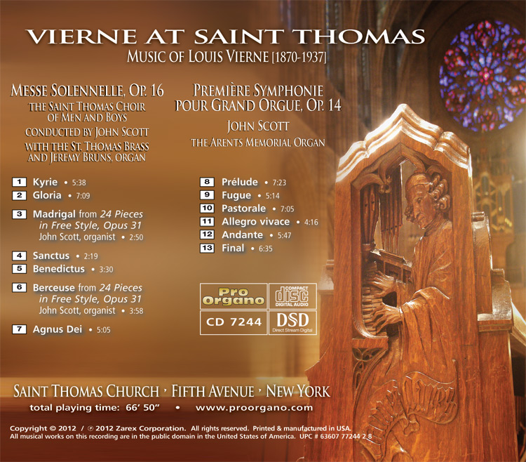 Vierne at Saint Thomas <br>(Audio CD) <br>Choir of Saint Thomas Church, John Scott - Image 2
