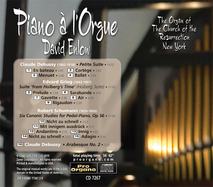 Piano à l'Orgue <br>(Compact Disc) <br>David Enlow - Image 2