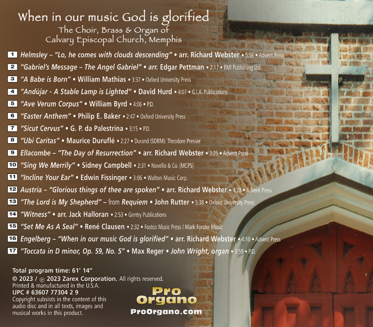 When in our music God is glorified <br>(Audio CD) <br>Calvary Episcopal Church Choir, Memphis - Image 2